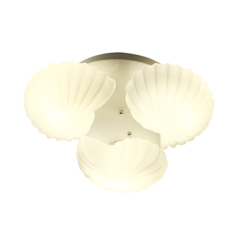 Plafonnier encastré en forme de coquille pour chambre à coucher, verre blanc, 3/5/7 lumières, plafonnier moderniste