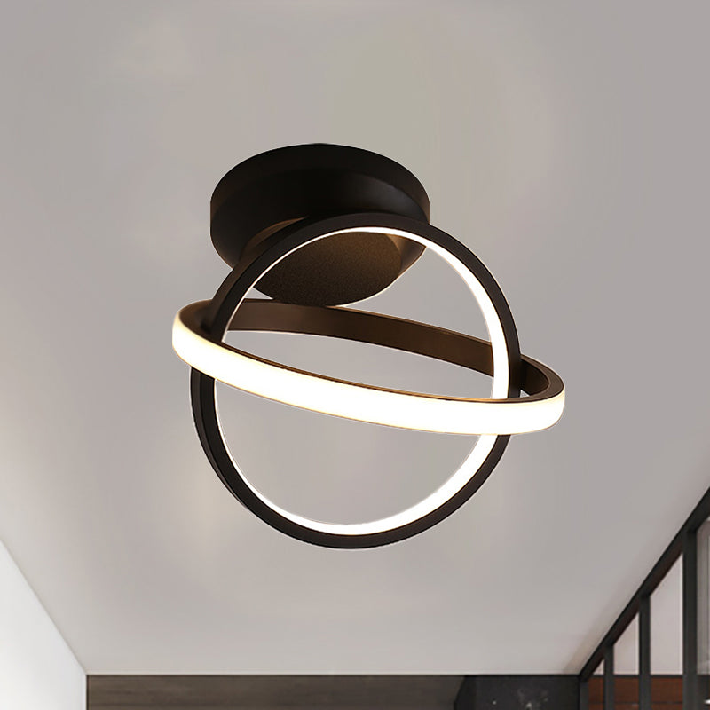 Gyro acrílico Semi Flush Monte Modernista LED blanco/Negro Semi Flush Luz de techo Accesorio en luz blanca/cálida