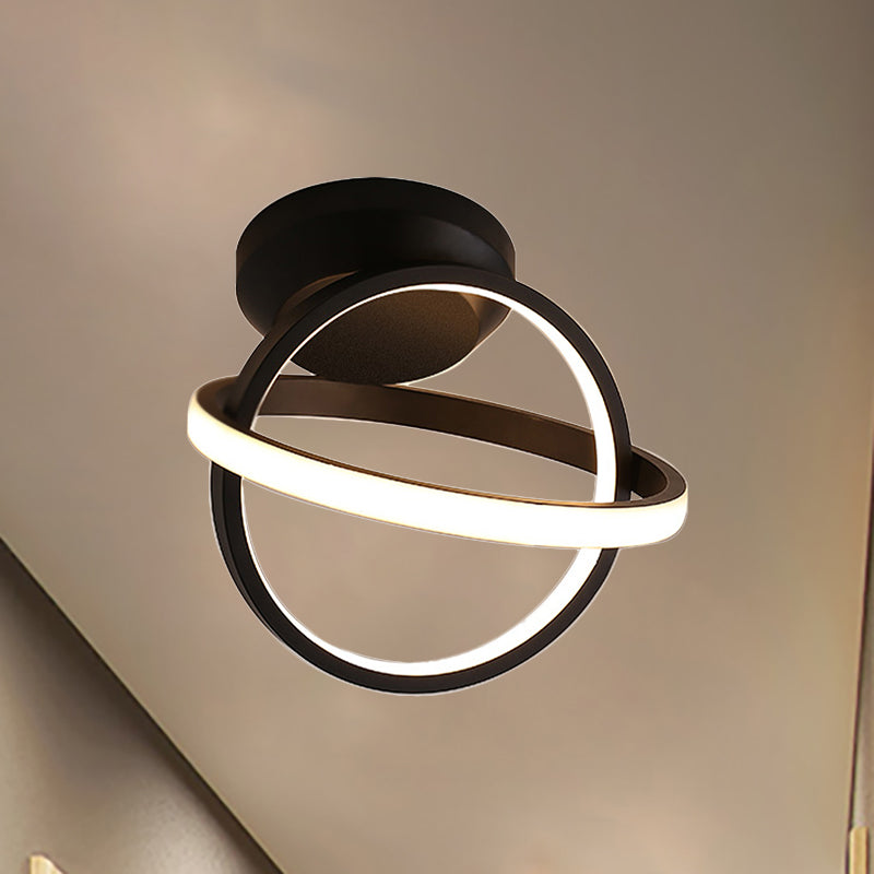 Gyro Acryl Semi Flush Mount Moderne LED LED Weiß/Schwarz Semi Flush Deckenleuchte in weiß/warmem Licht