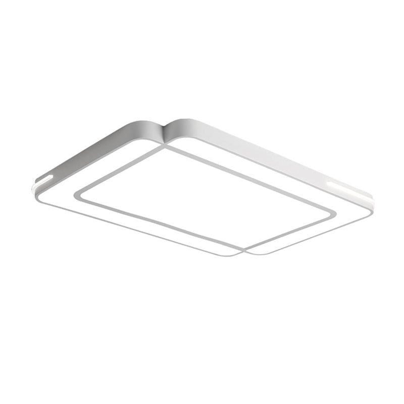 Plafoniera da incasso rettangolare modernista in acrilico a LED bianco/nero con luce bianca per soggiorno, larghezza 35,5"/43"