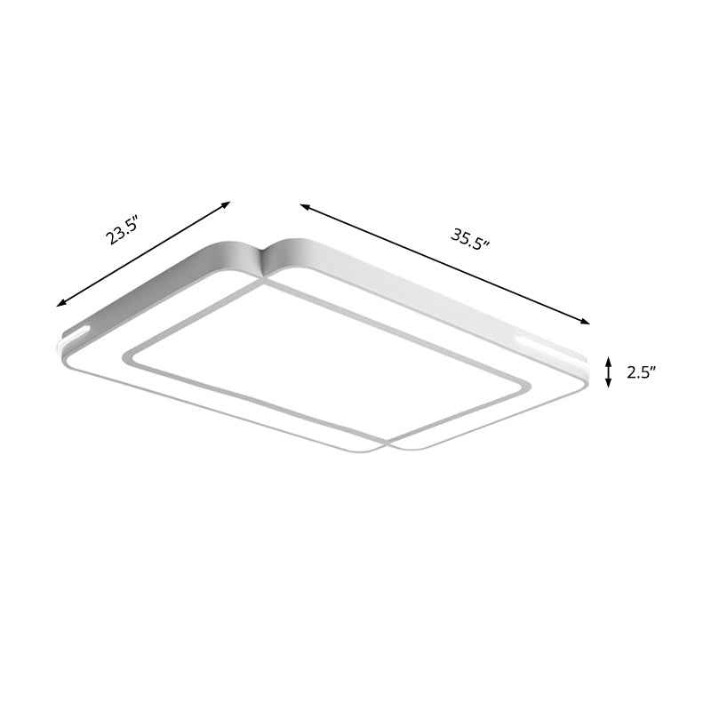 Rectangular Flush Mount Modernist Acrylic Led White/Black Flush Ceiling Light in White Light for Living Room, 35.5"/43" Wide