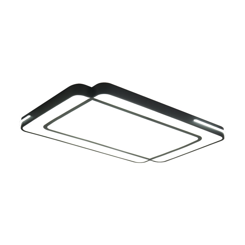 Plafoniera da incasso rettangolare modernista in acrilico a LED bianco/nero con luce bianca per soggiorno, larghezza 35,5"/43"