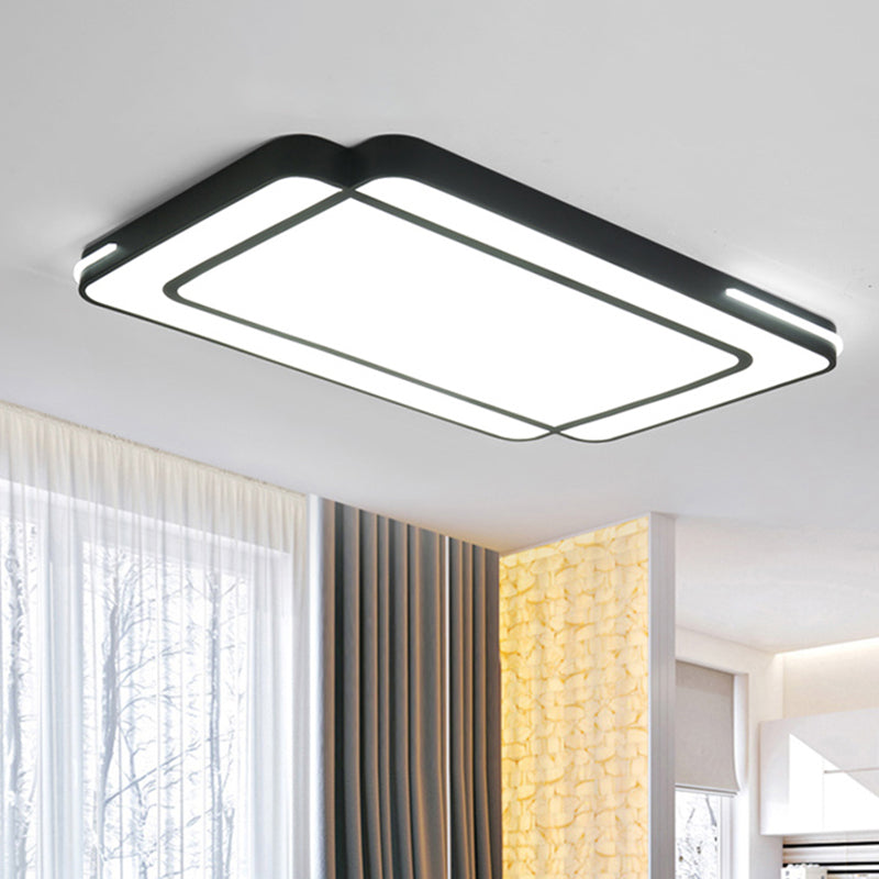 Lámpara de techo empotrada rectangular de acrílico modernista Led blanco/negro en luz blanca para sala de estar, 35,5 "/ 43" de ancho