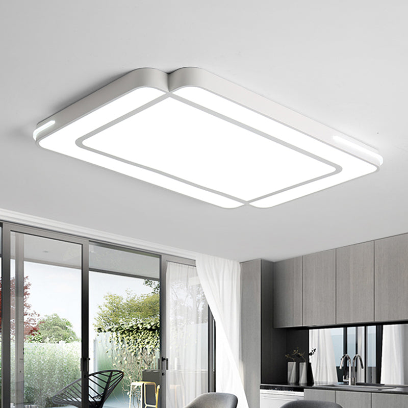 Rechthoekige Flush Mount Modernist Acryl Led Wit/Zwart Flush Plafond Licht in Wit Licht voor Woonkamer, 35.5"/43" Breed