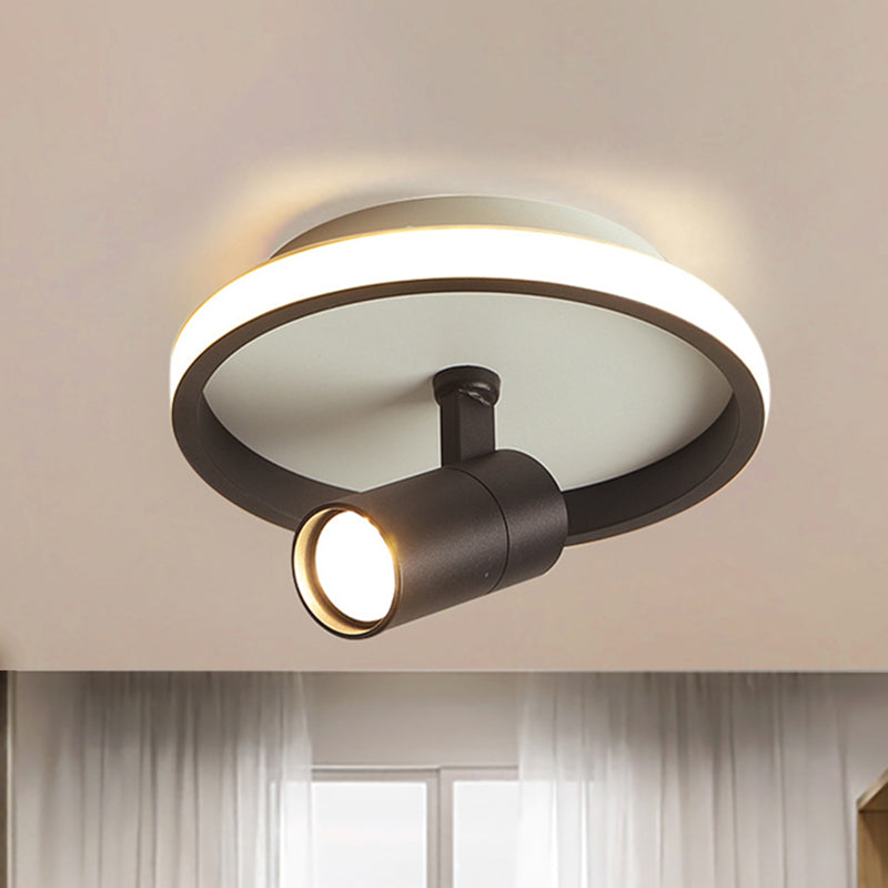 Plafonnier encastré carré/rond en acrylique, luminaire de plafond contemporain à LED noir/blanc, lumière chaude/blanche