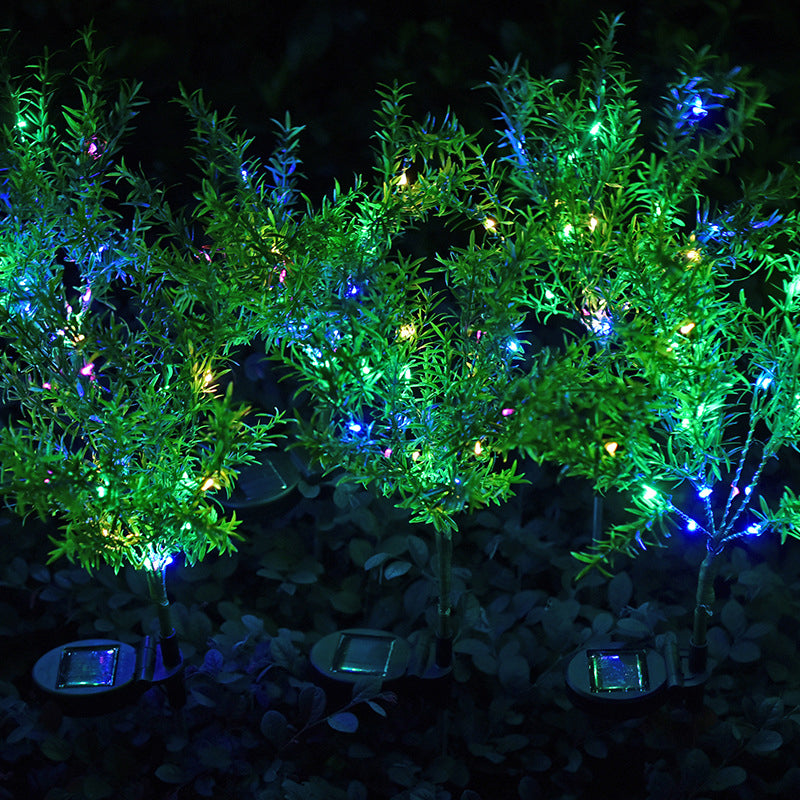 Artificial Christmas Tree Plastic LED Lawn Lighting Artistic Green Solar Stake Light for Courtyard