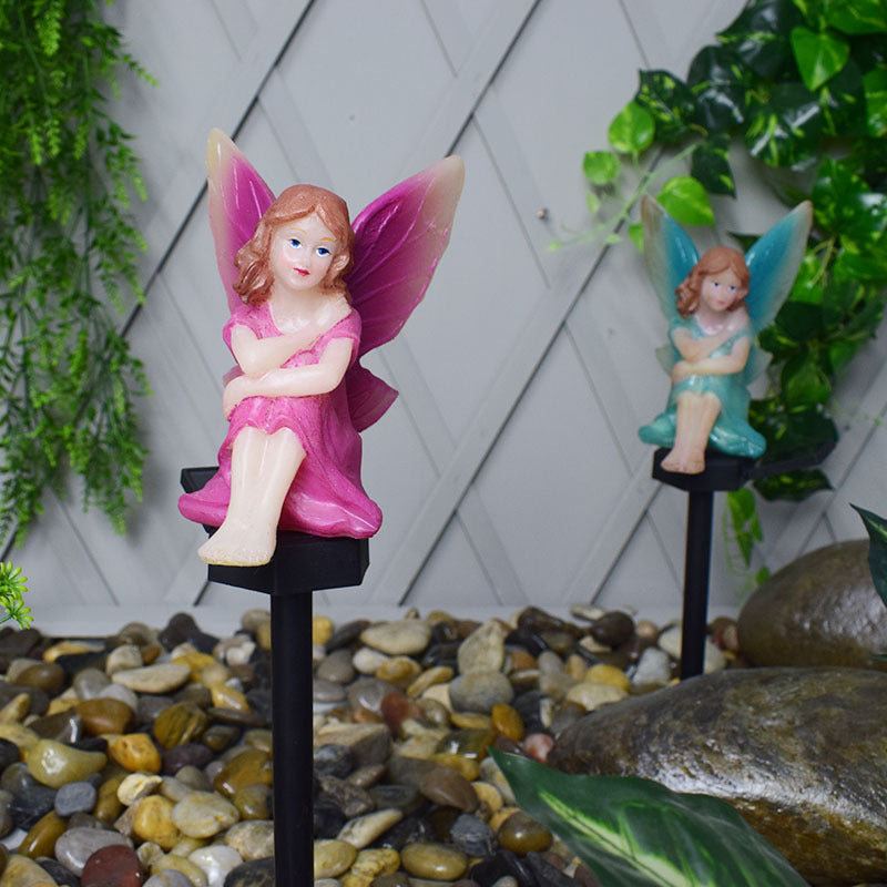 Cartoon Flower Fairy Shape Solar Ground Light Resin Courtyard LED Landscape Lighting