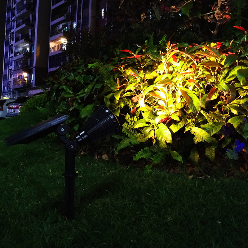 10 Pcs Conical Shape Courtyard LED Stake Spotlight Plastic Modern Solar Lawn Lighting in Black