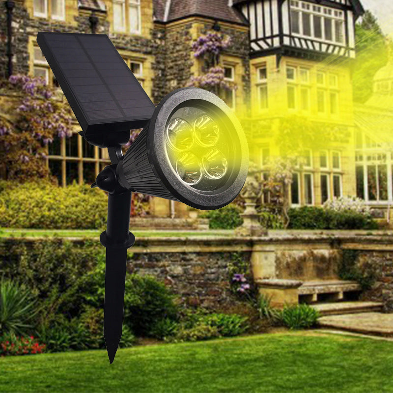 10 Pcs Conical Shape Courtyard LED Stake Spotlight Plastic Modern Solar Lawn Lighting in Black