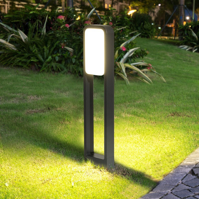 Rectangular Shape Path Lighting Minimalism Acrylic Courtyard LED Lawn Lighting in Black