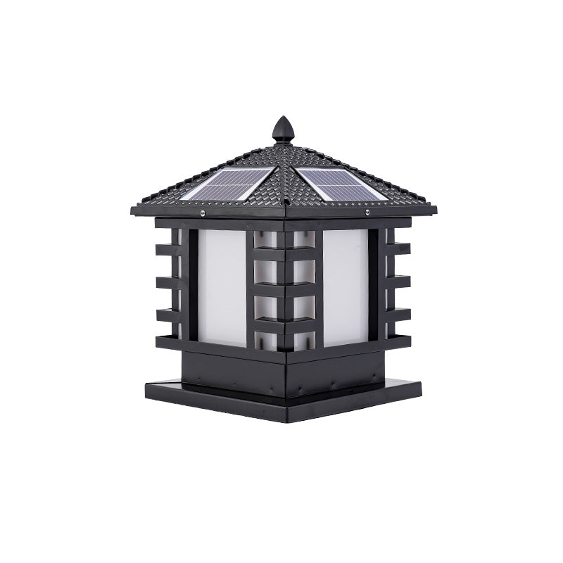 1 Bulb Landscape Light Traditional House Shaped Aluminum Post Lighting for Courtyard