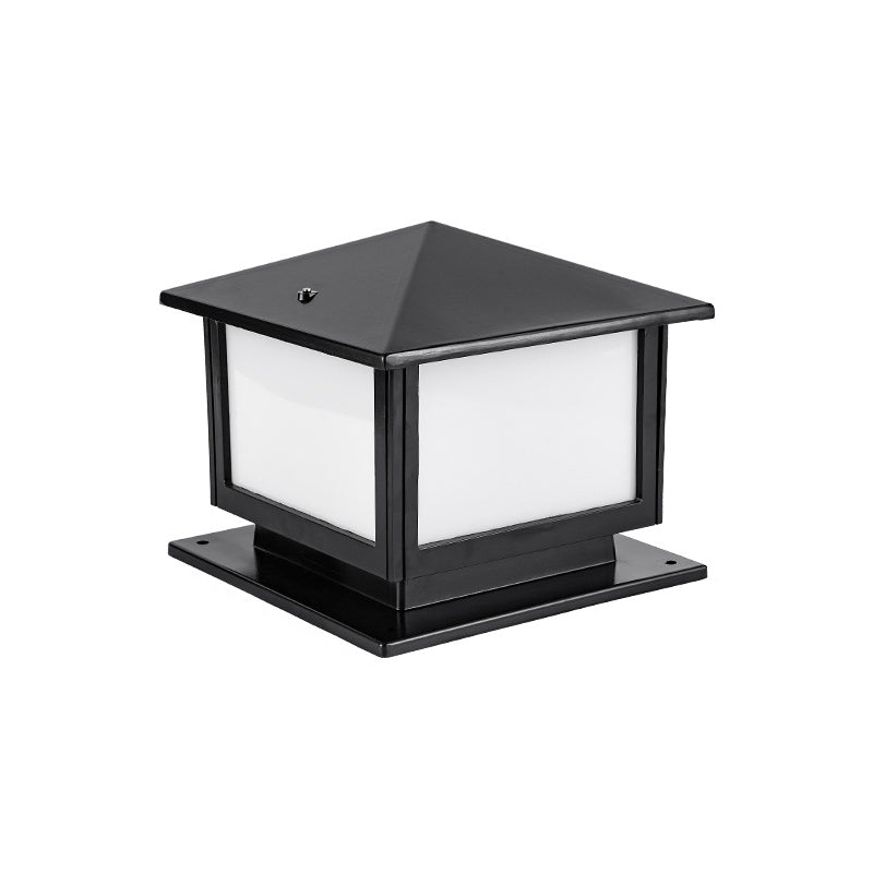 Vintage Rectangular Shade Post Light Frosted Acrylic LED Landscape Lamp for Courtyard