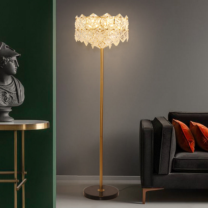 Sneeuwvlok K9 Crystal Floor Lamp Eigentijds 6 koppen goud staand licht voor woonkamer