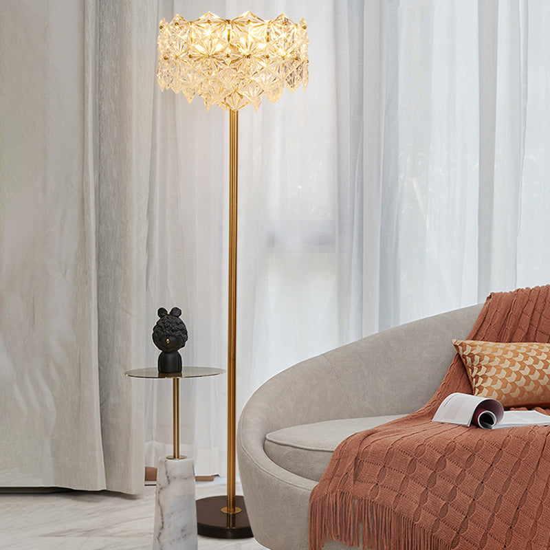 Sneeuwvlok K9 Crystal Floor Lamp Eigentijds 6 koppen goud staand licht voor woonkamer