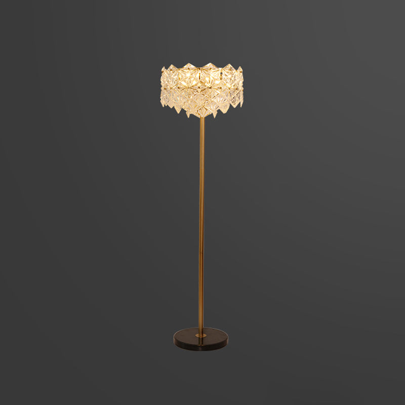 Snowflake K9 Crystal Floor Lamp Contemporary 6 Heads Gold Standing Light for Living Room