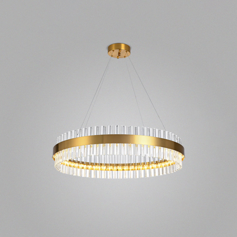 Lumière de lustre en forme d'anneau Simplicité Crystal Crystal Living Room LED PENDANT LIGHT DIMINATION EN GOL