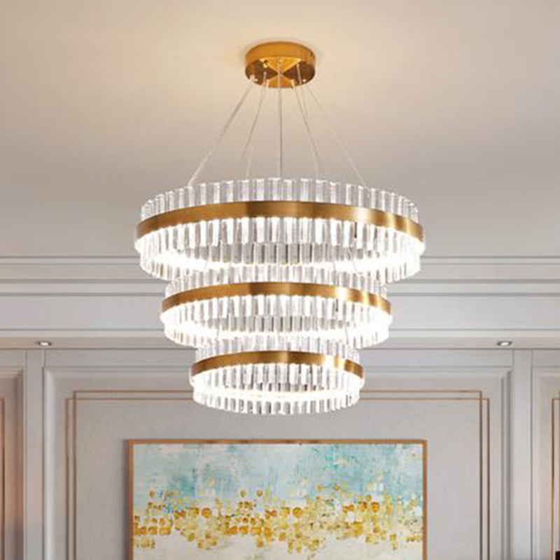 Lumière de lustre en forme d'anneau Simplicité Crystal Crystal Living Room LED PENDANT LIGHT DIMINATION EN GOL