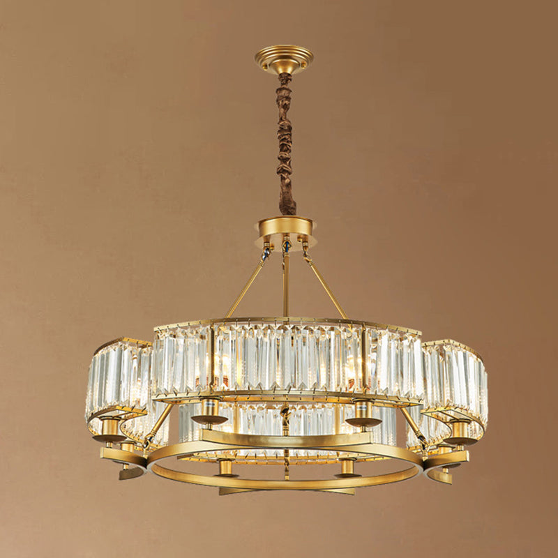 Livrage circulaire Chandelier Pendant Light Tri-Prism Crystal Simplicité Pendant Light