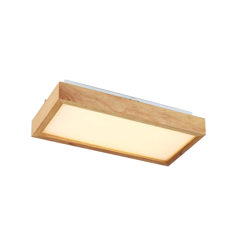 Luz de techo rectangular beige, madera minimalista, 1/4 luces, montaje empotrado en luz blanca/cálida con difusor acrílico