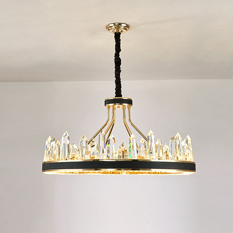 Black Icicle Shaped Chandelier Lighting Minimalist K9 Crystal Pendant Light for Living Room