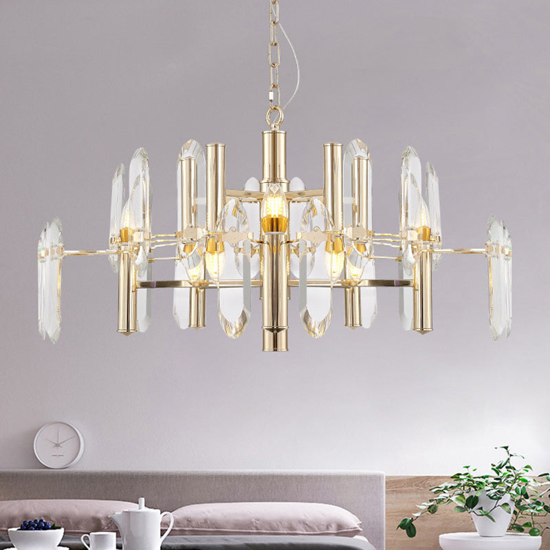 Sputnik Suspension Light Artistic Clear K9 Crystal Living Room Chandelier Light in Gold