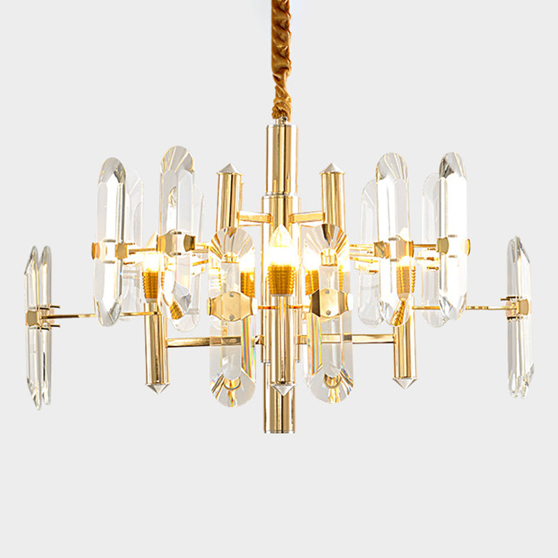 Sputnik Suspension Light Artistic Clear K9 Crystal Living Room Chandelier Light in Gold