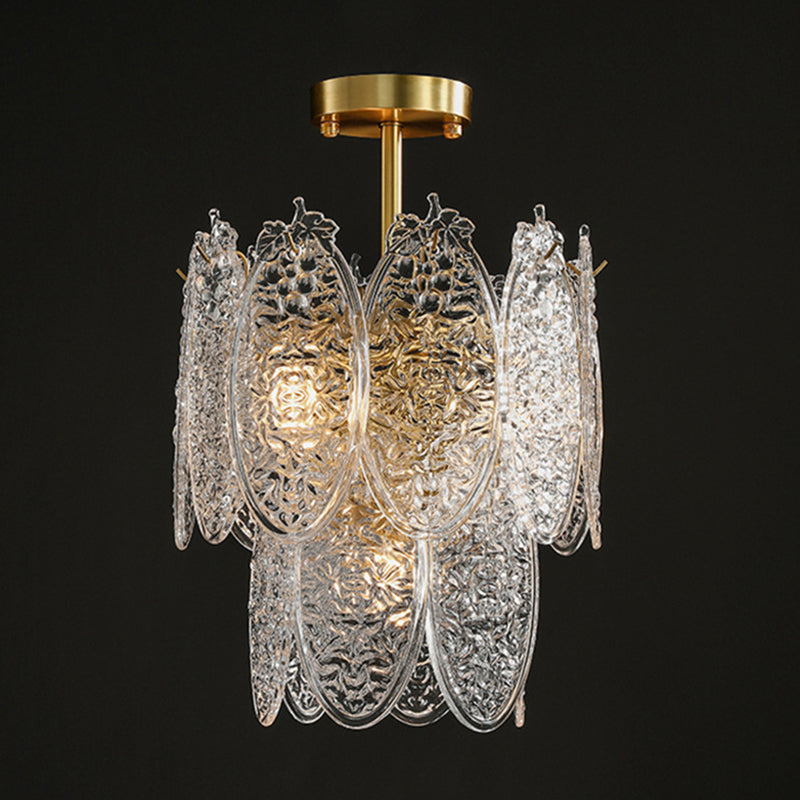 Lustre de la forme ovale post-moderne Livrée de verre texturé en forme de lumière