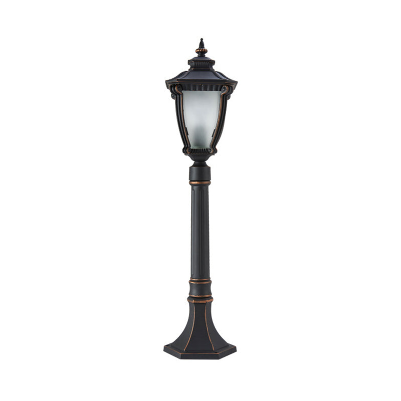 Black Bell Shade Path Lighting Retro Cream Glass Single Courtyard Landscape Light