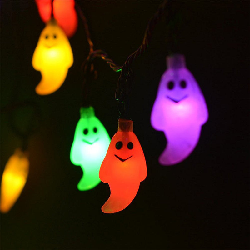 2 Pcs 4.9ft Plastic Halloween Ghost LED Fairy Light Modern White Battery String Lighting