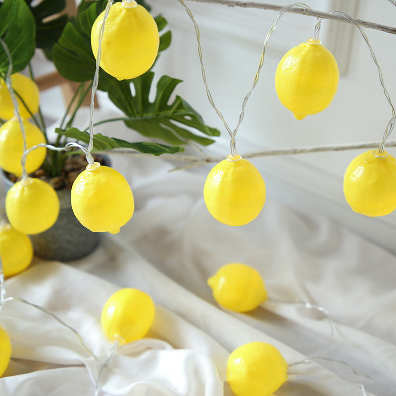 Lemon Shaped LED Fairy Light Modern Style Plastic Bedroom Battery String Lighting in Yellow