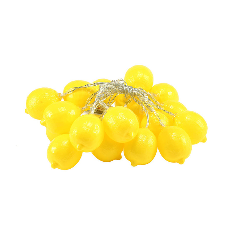 Lemon Shaped LED Fairy Light Modern Style Plastic Bedroom Battery String Lighting in Yellow