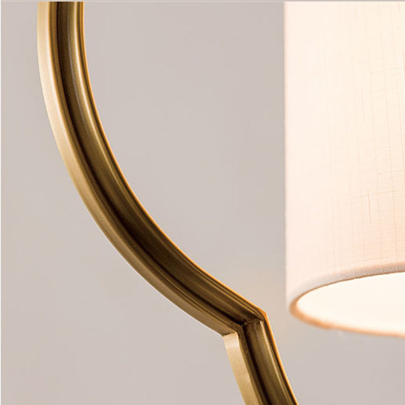 Gouden cilinder hanger plafondlicht traditionele stof 1 lichte woonkamer hangende lamp met ring