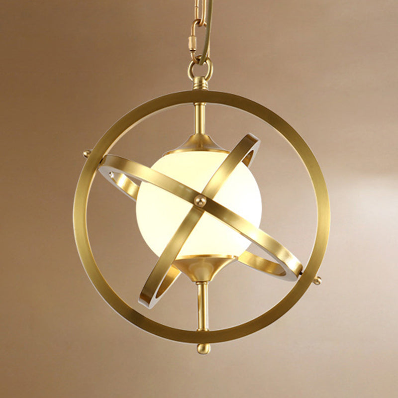 Brass Globe Fenderant Freeture Metal Classical 1 Light Soggiorno Luce a soffitto appeso