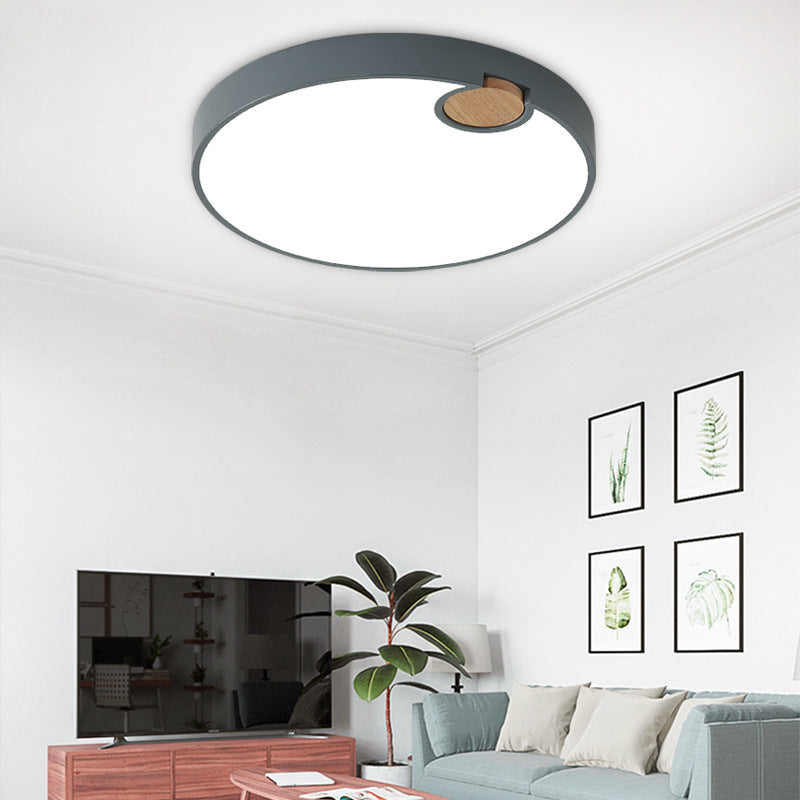 12"/16"/19.5" Dia Circle Flush Mount Nordic Acrylic Grey LED Flush Mount Lamp in White/Warm/Natural Light for Bedroom