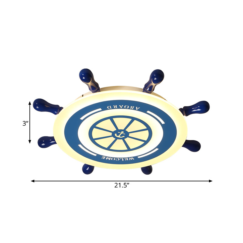 Iluminación empotrada para timón, accesorio montado en el techo azul LED acrílico para niños para dormitorio, luz blanca/cálida