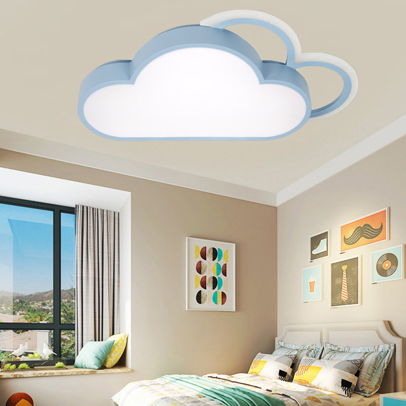 Blue / Pink Cloud Shaped Flushmount Briting Cartoon Stylish LED Acrylique Ceiling Mounted Fixture in Warm / White Light