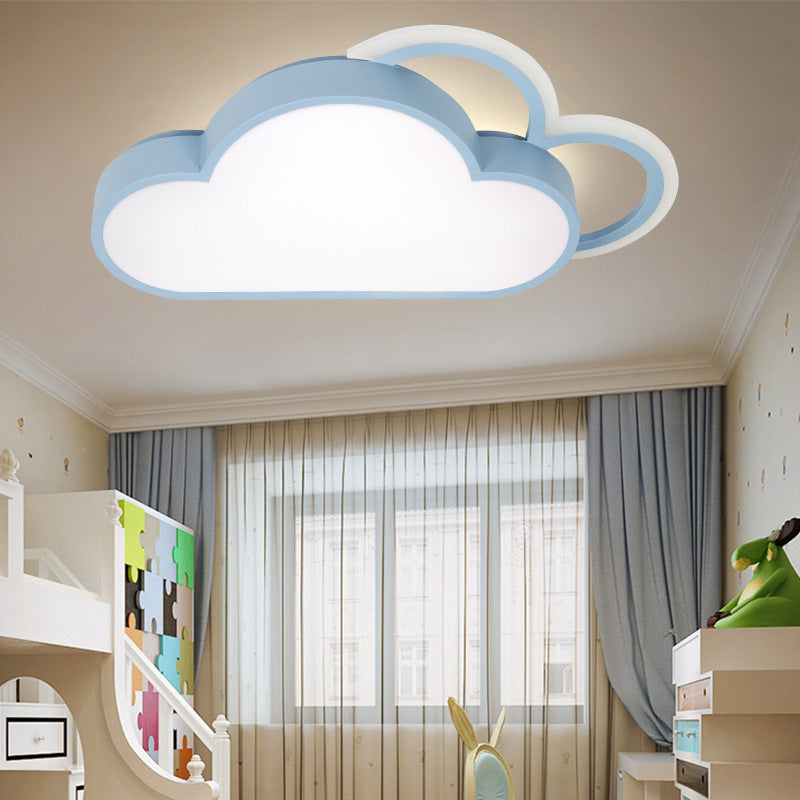 Iluminación empotrada en forma de nube azul/rosa, elegante accesorio LED de acrílico montado en el techo con luz cálida/blanca