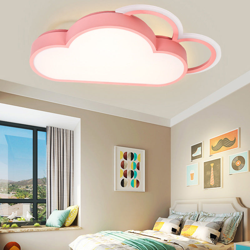 Blue/Pink Cloud Shaped Flushmount Lighting Cartoon Stylish LED Acrylic Ceiling Mounted Fixture in Warm/White Light