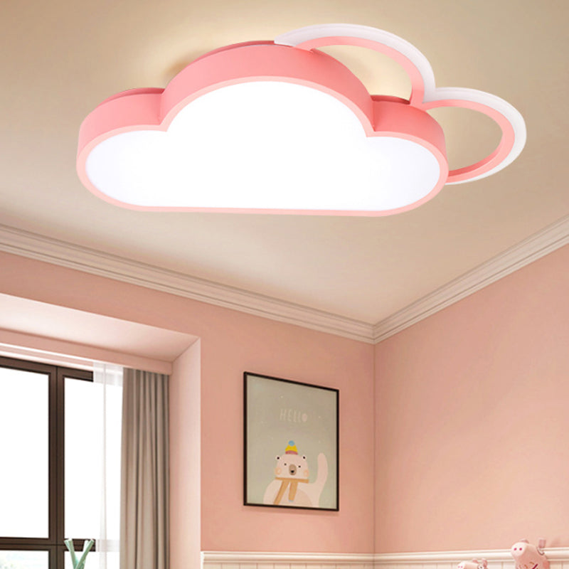 Blue/Pink Cloud Shaped Flushmount Lighting Cartoon Stylish LED Acrylic Ceiling Mounted Fixture in Warm/White Light