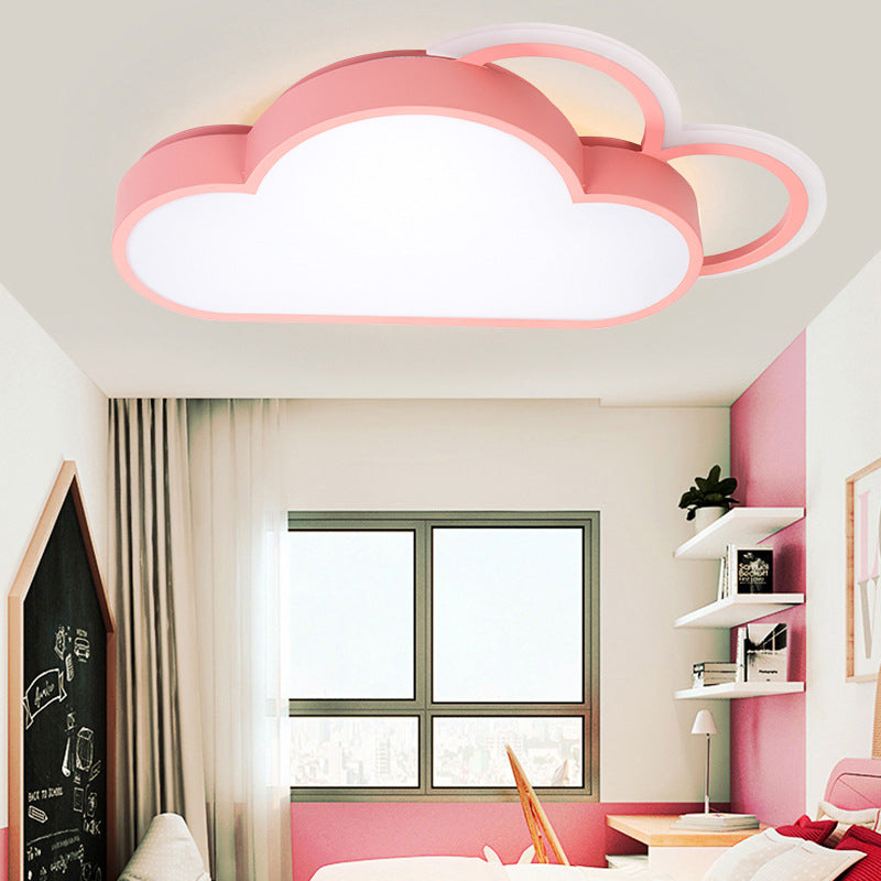 Illuminazione da incasso a forma di nuvola blu/rosa Cartone animato Elegante apparecchio da soffitto in acrilico a LED con luce calda/bianca