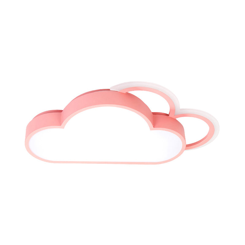 Blue/Pink Cloud Shaped Flushmount Lighting Cartoon Stylish LED Acrylic Ceiling Mounted Fixture in Warm/White Light