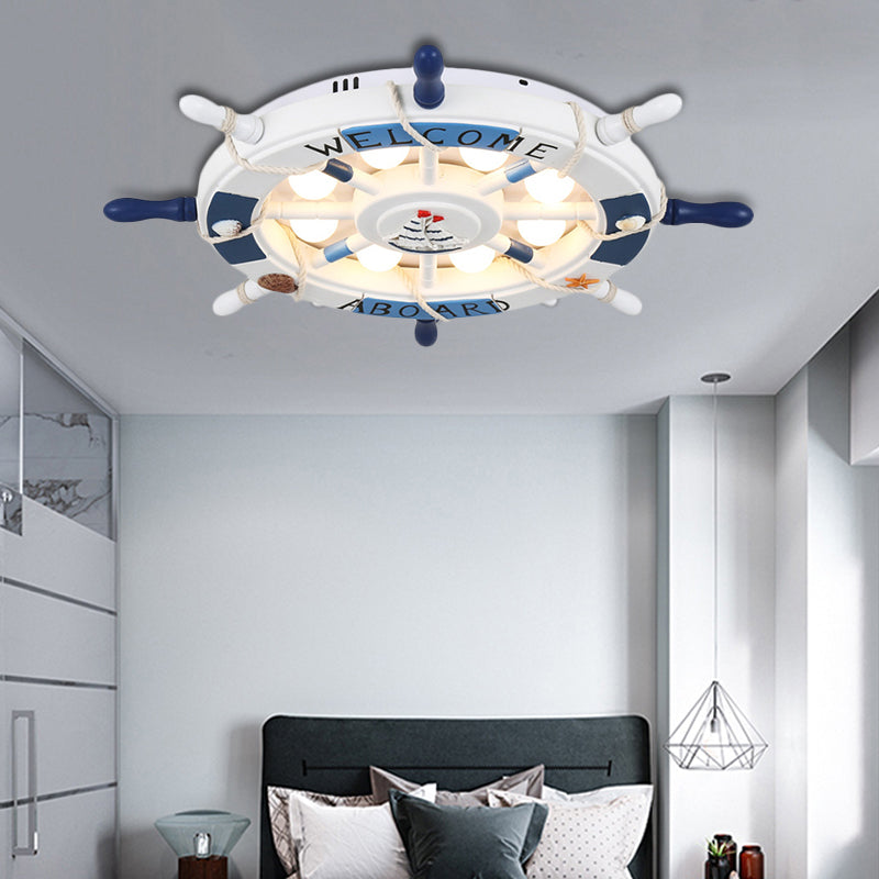 Cartoon Stylish LED Flush Mount Lamp with Acrylic Shade Pink/White Rudder Ceiling Light Fixture for Bedroom