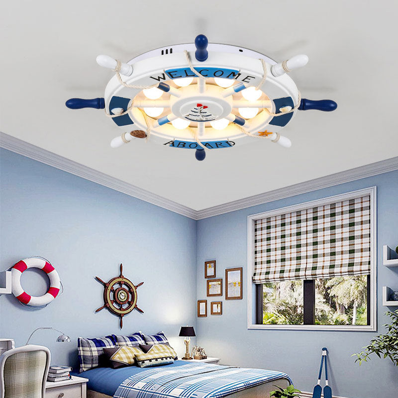 Cartoon Stylish LED Flush Mount Lamp with Acrylic Shade Pink/White Rudder Ceiling Light Fixture for Bedroom