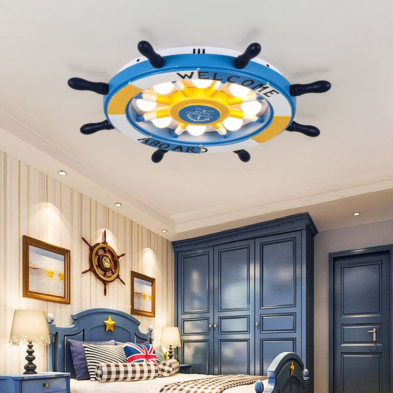 Cartoon Stylish LED Flush Mount Lamp with Acrylic Shade Pink/White Rudder Ceiling Light Fixture for Bedroom