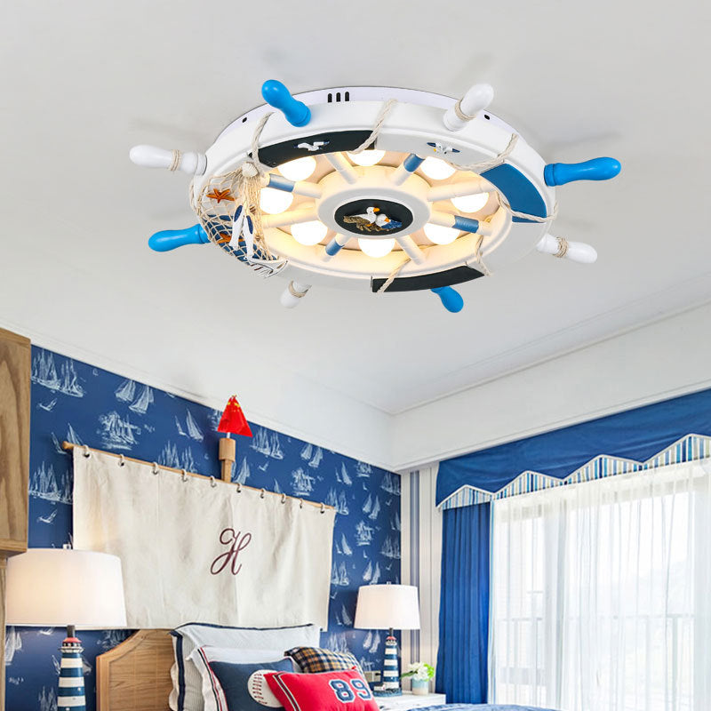 Cartoon Stylish LED Flush Mount Lamp with Acrylic Shade Pink/White Rudder Ceiling Light Fixture for Bedroom