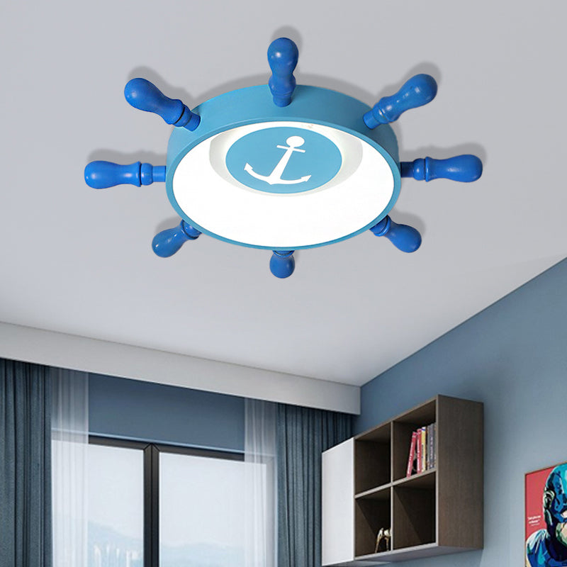 Blue Rudder Flush Mount Fixture Kids 19.5"/23.5" W LED Aluminum and Acrylic Flush Pendant Light in Warm/White Light