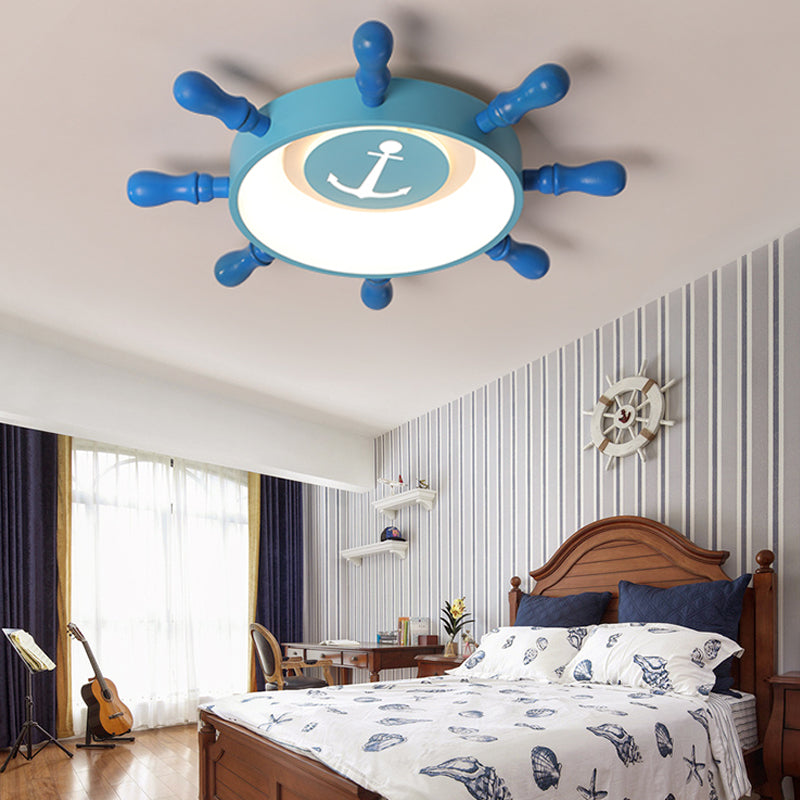 Blue Rudder Flush Mount Fixture Kids 19.5"/23.5" W LED Aluminum and Acrylic Flush Pendant Light in Warm/White Light