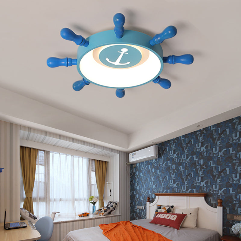 Blue Rudder Flush Mount Fixture Bambini 19.5 "/23.5" W LED Alluminio e Acrilico Flush Lampada a sospensione in luce calda/bianca