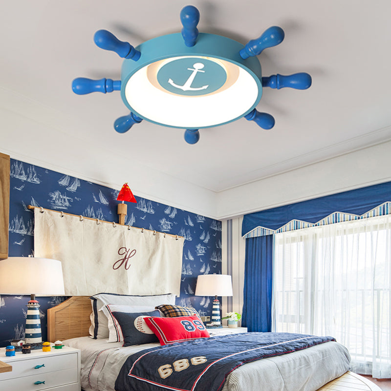 Blue Rudder Flush Mount Fixture Kids 19.5"/23.5" W LED Aluminum and Acrylic Flush Pendant Light in Warm/White Light