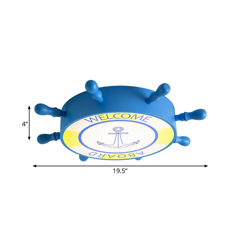 LED de montaje de la sala de niños LED con la luz de Rudder Acrílico Kids Azul/Amarillo Techo Montado, 16 "/19,5" O